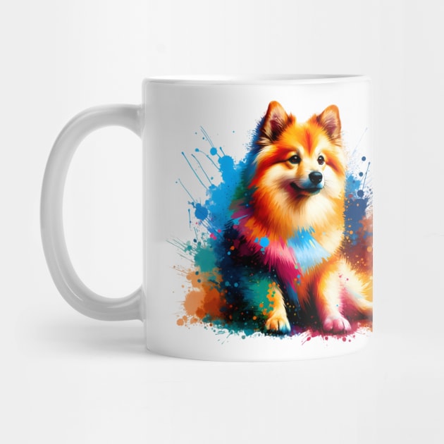 Colorful Norwegian Buhund in Abstract Splash Paint Art by ArtRUs